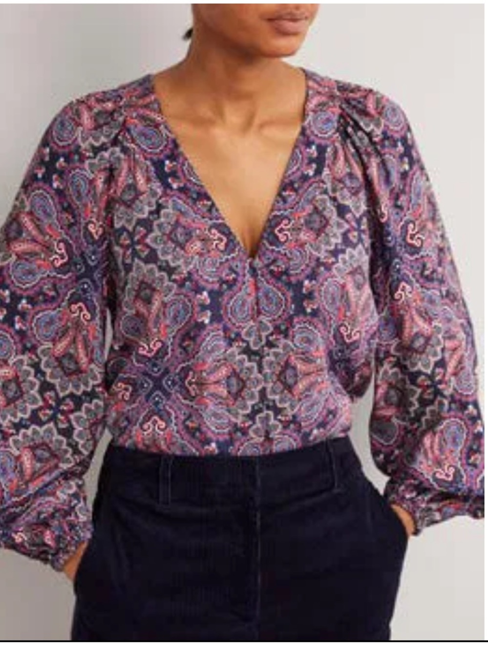 Boden Placement Border Print Top Size 6